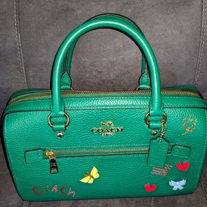 NWT Coach green leather Rowan Satchel